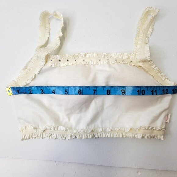 White Crop Top Sequin Bralette Padded Crop Top - Picture 5 of 12